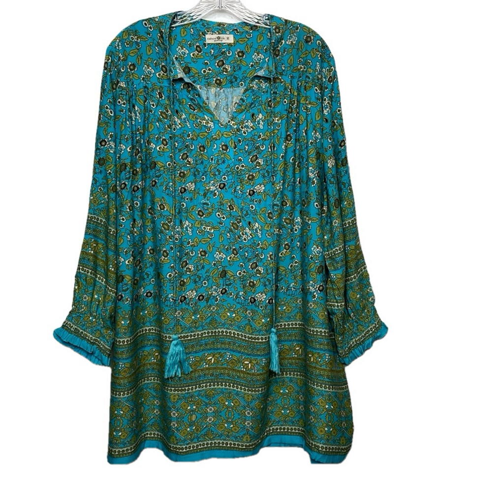 NATURAL LIFE Teal and Green Mini Dress